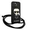 Karl Lagerfeld KLHCP13SCMNIPK iPhone 13 mini 5,4 hardcase czarny/black Leather Monogram Patch and Cord Iconik