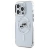 Karl Lagerfeld KLHMP15LHLSKCH iPhone 15  Pro 6.1 biały/white hardcase IML Metal Karl&Choupette Head MagSafe