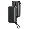 USAMS Powerbank PB63 3in1 10000mAh 20W Quick Charge US+EU Plug + Cables USB-C/Lightning/MicroUSB czarny/black 10KCD17201 (US-CD1