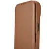 DUPLIKAT: iCarer CE Premium Leather Folio Case skórzane etui iPhone 14 z klapką magnetyczne MagSafe brązowy (WMI14220713-BN)