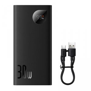 Baseus Adaman2 powerbank z wyświetlaczem cyfrowym 10000mAh 30W 2 x USB / 1x USB Typ C Overseas Edition PD QC SCP czarny (PPAD040