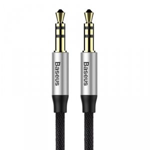 Baseus Yiven M30 kabel audio stereo AUX 3,5 mm męski mini jack 0,5m srebrno-czarny (CAM30-AS1)