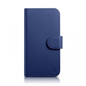 iCarer Wallet Case 2in1 etui iPhone 14 skórzany pokrowiec z klapką Anti-RFID niebieski (WMI14220725-BU)
