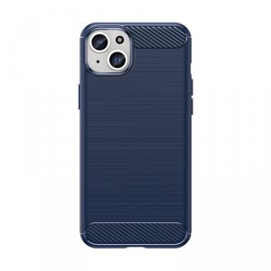 Elastyczne etui wzór karbon do iPhone 15 Plus Carbon Case - niebieskie