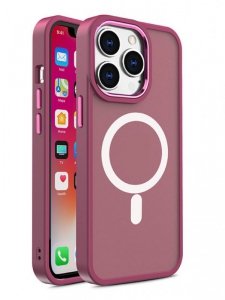 Magnetyczne etui z MagSafe Color Matte Case do iPhone 15 Plus - burgundowe