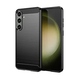 Etui do Carbon Case Samsung Galaxy S24+ elastyczny silikonowy karbonowy pokrowiec - czarny