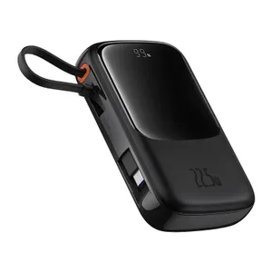 Powerbank Baseus Qpow Pro+ 10000mAh 22.5W z wbudowanym kablem USB-C i wyświetlaczem - czarny