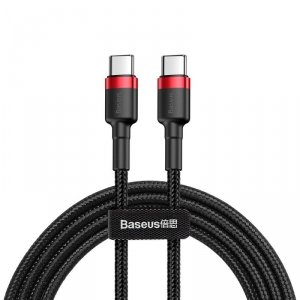 Kabel Baseus CATKLF-G91 USB-C - USB-C PD QC 60W 3A 480Mb/s 1m - czarno-czerwony