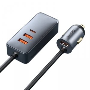 Baseus Share Together ładowarka samochodowa 3x USB / USB Typ C 120W PPS Quick Charge Power Delivery szary (CCBT-B0G)