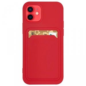 Card Case silikonowe etui portfel z kieszonką na kartę dokumenty do Samsung Galaxy S20+ (S20 Plus) czerwony