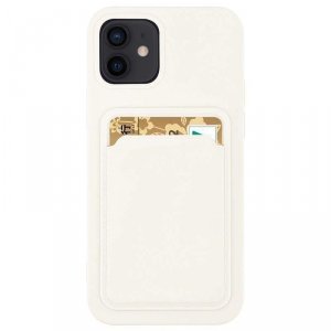 Card Case silikonowe etui portfel z kieszonką na kartę dokumenty do Samsung Galaxy A22 4G biały