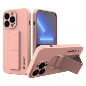 Wozinsky Kickstand Case silikonowe etui z podstawką iPhone 13 Pro Max różowe