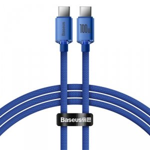 Baseus Crystal Shine Series kabel przewód USB do szybkiego ładowania i transferu danych USB Typ C - USB Typ C 100W 1,2m niebiesk