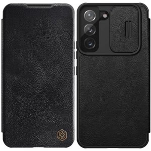 Nillkin Qin Leather Pro Case etui do Samsung Galaxy S22+ (S22 Plus) osłona na aparat kabura pokrowiec obudowa z klapką czarny