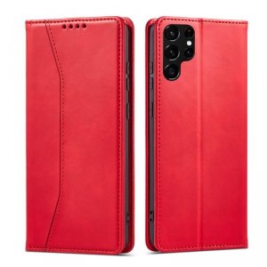 Magnet Fancy Case etui do Samsung Galaxy S22 Ultra pokrowiec portfel na karty kartę podstawka czerwony