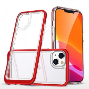 Clear 3in1 etui iPhone 14 silikonowy pokrowiec z ramką czerwone