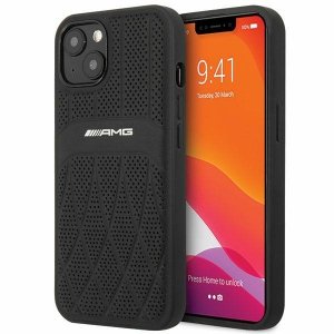 AMG AMHCP13MOSDBK iPhone 13 / 14 / 15 6.1 czarny/black hardcase Leather Curved Lines