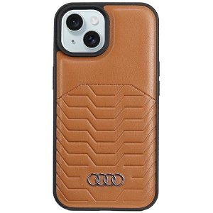 Audi Synthetic Leather MagSafe iPhone 15 Plus / 14 Plus 6.7 brązowy/brown hardcase AU-TPUPCMIP15M-GT/D3-BN