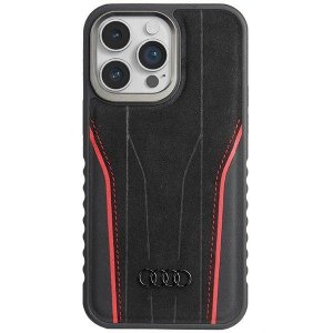 Audi Genuine Leather MagSafe iPhone 14 Pro 6.1 czarno-czerwony/black-red hardcase AU-TPUPCMIP14P-R8/D3-RD