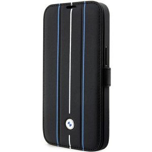 Etui BMW BMBKP14L22RVSK iPhone 14 Pro 6,1 czarny/black bookcase Leather Stamp Blue Lines
