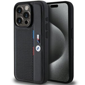 BMW BMHCP15L23PUPVK iPhone 15 Pro 6.1 czarny/black hardcase Perforated Tricolor Line