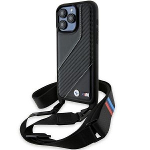 BMW BMHCP15X23PSCCK iPhone 15 Pro Max 6.7 czarny/black hardcase M Edition Carbon Stripe & Strap