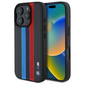 BMW BMHMP16L23PUPTK iPhone 16 Pro 6.3czarny/black hardcase M Perf. Tricolor Printed Stripes MagSafe