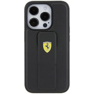 Ferrari FEHCP15SGSPSIK iPhone 15 / 14 / 13 6.1 czarny/black hardcase Grip Stand Metal Logo