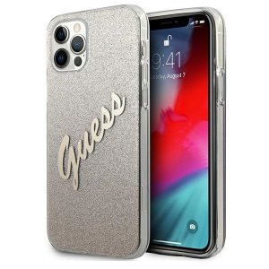 Guess GUHCP12LPCUGLSGO iPhone 12 Pro Max 6,7 złoty/gold hardcase Glitter Gradient Script