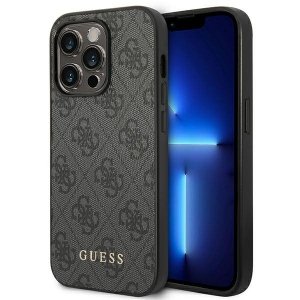 Guess GUHCP14XG4GFGR iPhone 14 Pro Max 6,7 szary/grey hard case 4G Metal Gold Logo