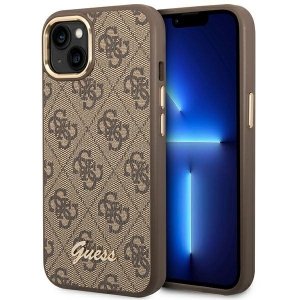 Guess GUHCP14MHG4SHW iPhone 14 Plus / 15 Plus 6.7 brązowy/brown hard case 4G Vintage Gold Logo