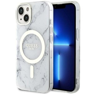 Guess GUHMP14MPCUMAH iPhone 14 Plus / 15 Plus 6.7 biały/white hardcase Marble MagSafe