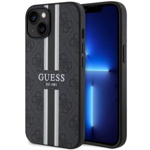 Guess GUHMP14SP4RPSK iPhone 14 / 15 / 13 6.1 czarny/black hardcase 4G Printed Stripes MagSafe