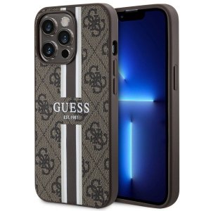Guess GUHMP13XP4RPSW iPhone 13 Pro Max 6.7 brązowy/brown hardcase 4G Printed Stripes MagSafe