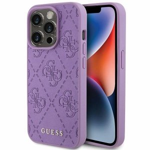 Guess GUHCP15XP4EPMU iPhone 15 Pro Max 6.7 fioletowy/light purple hardcase Leather 4G Stamped
