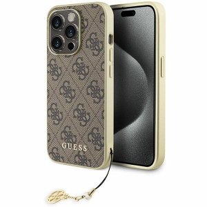 Guess GUHCP15LGF4GBR iPhone 15 Pro 6.1 brązowy/brown hardcase 4G Charms Collection