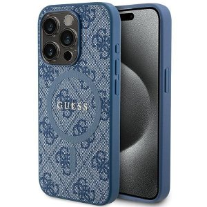 Guess GUHMP15LG4GFRB iPhone 15 Pro 6.1 niebieski/blue hardcase 4G Collection Leather Metal Logo MagSafe