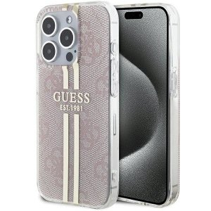 Guess GUHCP15LH4PSEGP iPhone 15 Pro 6.1 różowy/pink hardcase IML 4G Gold Stripe