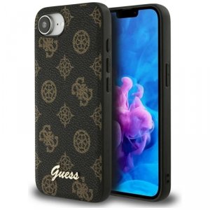 Etui Guess Peony Script Logo MagSafe do  iPhone 16e czarny