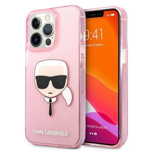 Karl Lagerfeld KLHCP13XKHTUGLP iPhone 13 Pro Max 6,7 różowy/pink hardcase Glitter Karl`s Head