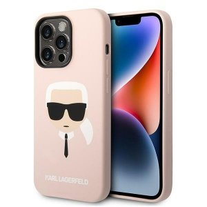 Karl Lagerfeld KLHMP14LSLKHLP iPhone 14 Pro 6,1 hardcase jasnoróżowy/light pink Silicone Karl`s Head Magsafe