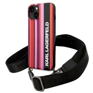 Karl Lagerfeld KLHCP14SSTSTP iPhone 14 / 15 / 13 6,1 hardcase różowy/pink Color Stripes Strap