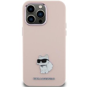 Karl Lagerfeld KLHCP15SSMHCNPP iPhone 15 / 14 / 13 6.1 różowy/pink Silicone Choupette Metal Pin