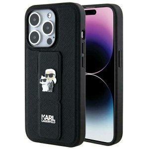 Karl Lagerfeld KLHCP14LGSAKCPK iPhone 14 Pro 6.1 czarny/black hardcase Gripstand Saffiano Karl&Choupette Pins