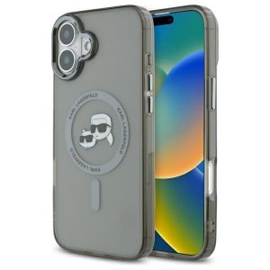 Karl Lagerfeld KLHMP16MHLSKCK iPhone Plus 6.7 czarny/black hardcase IML Metal Karl&Choupette Head MagSafe
