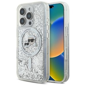 Karl Lagerfeld KLHMP16LLGKCSGH iPhone 16 Pro 6.3 hardcase transparent Liquid Glitter Karl&Choupette Head Magsafe