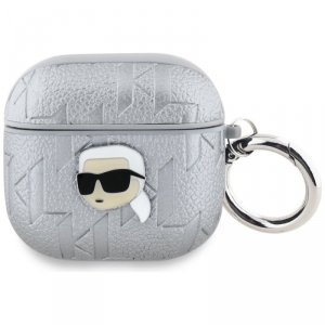 Etui Karl Lagerfeld Monogram Karl Head   do AirPods 4 srebrny