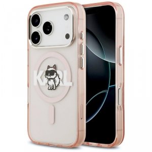 Etui Karl Lagerfeld IML Choupette Sketch Logo MagSafe do iPhone 17 Pro różowy 