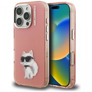 Etui Karl Lagerfeld IML Aquarelle        Choupette & Logo do iPhone 16 Pro Max różowy