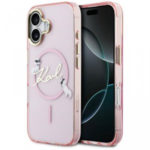 Etui Karl Lagerfeld IML Choupettes Karl  Script Logo MagSafe do iPhone 17 różowy
